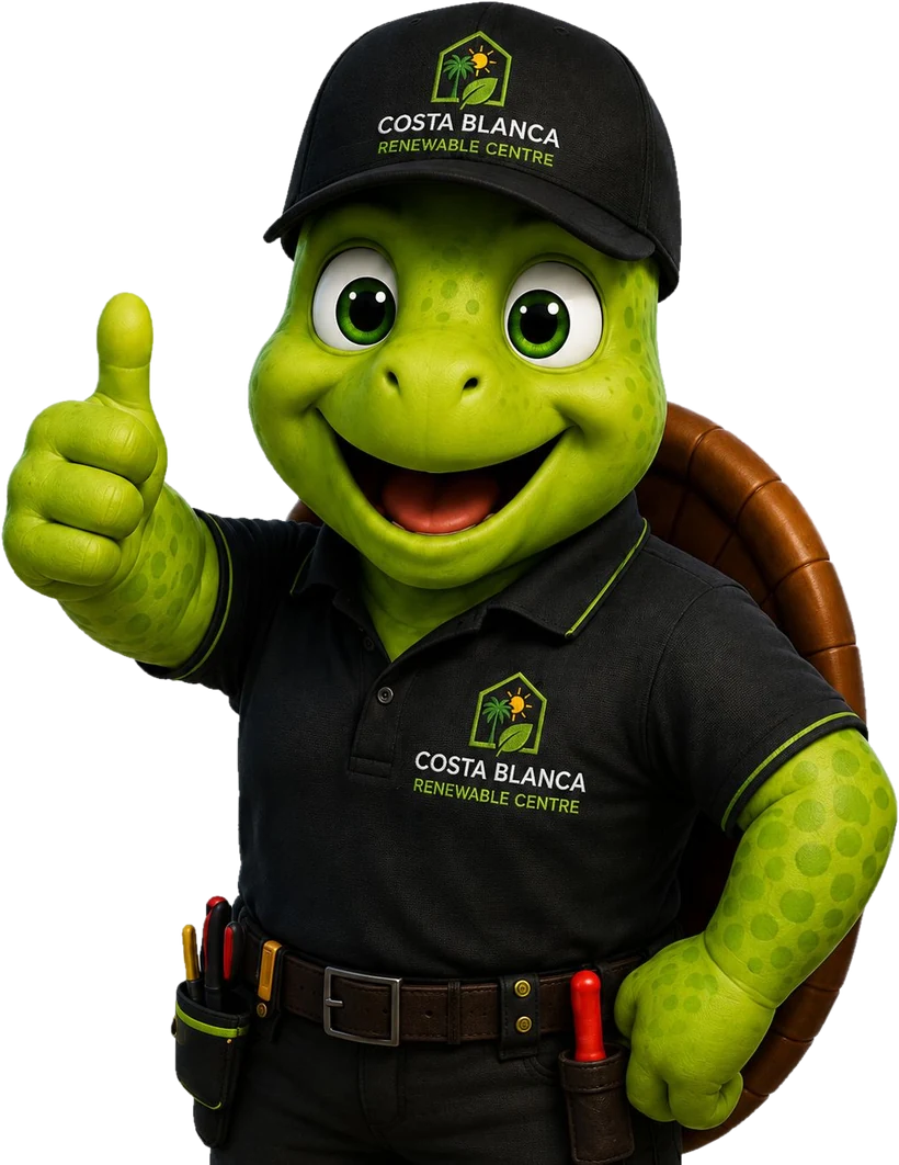 Costa Blanca Renewable Centre mascot giving a thumbs up